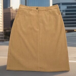 Talbots Skirt Stretch Size 4 Vintage Camel Beige Pockets Soft Quiet Luxury